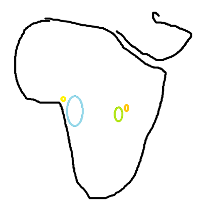 ゴリラの分布図 略　アフリカ